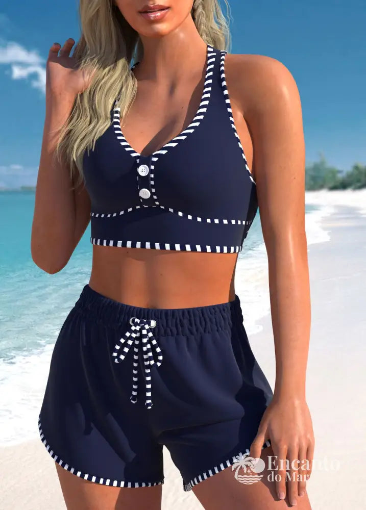 Conjunto Praia Top Com Botões E Short Cintura Alta Conjunto Praia Top Com Botões E Short Cintura Alta