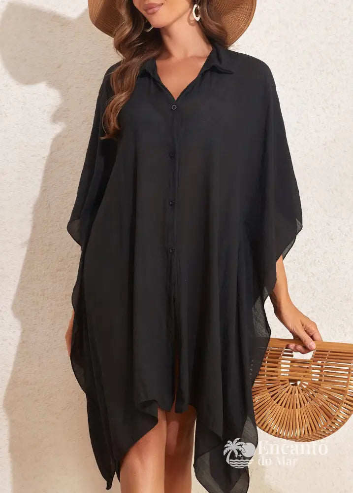 Saída De Praia Camisão Com Botões E Caimento Leve Saída De Praia Camisão Com Botões E Caimento Leve