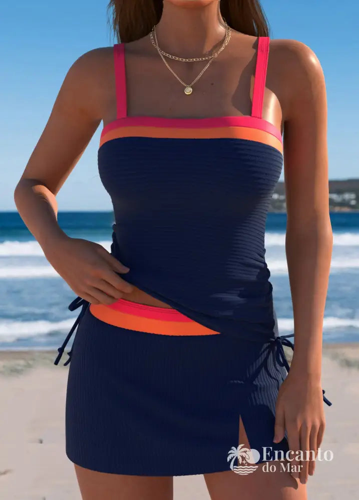 Tankíni Tomara Que Caia Floral Com Laços Laterais Tankíni Tomara Que Caia Floral Com Laços Laterais