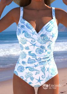 Maiô Estampado Com Alças Largas E Detalhe Transpassado Branco / PP Maiô Estampado Com Alças Largas E Detalhe