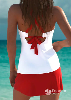 Tankíni Floral Com Alças Duplas E Acabamento Ondulado Tankíni Floral Com Alças Duplas E Acabamento Ondulado