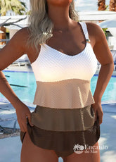 Tankini Modelador Com Babados Texturizado Café / PP Tankini Modelador Com Babados Texturizado