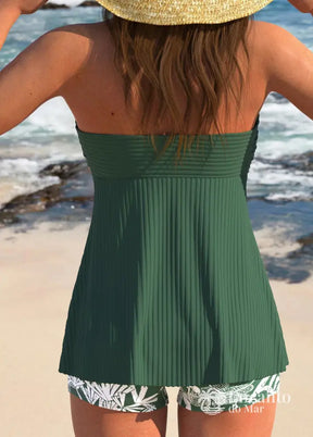 Tankíni Plissado Frente Única Com Babado Central Tankíni Plissado Frente Única Com Babado Central