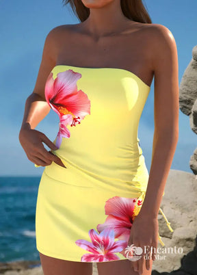 Tankíni Tomara Que Caia Floral Com Laços Laterais Tankíni Tomara Que Caia Floral Com Laços Laterais